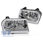 Set de faruri de tuning potrivit pentru Chrysler 300C 2005-2008 cu bază cromată, cu semnalizatoare dinamice, stânga și dreapta Performance AutoTuning