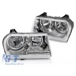 Set de faruri de tuning potrivit pentru Chrysler 300C 2005-2008 cu bază cromată, cu semnalizatoare dinamice, stânga și dreapta Performance AutoTuning