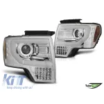 Set de faruri de tuning potrivit pentru Ford F150 2008-2014 cu bază cromată, stânga și dreapta Performance AutoTuning