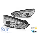 Set de faruri de tuning potrivit pentru Ford Focus MK3 2015-2018 cu bază cromată, stânga și dreapta Performance AutoTuning