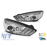 Set de faruri de tuning potrivit pentru Ford Focus MK3 2015-2018 cu bază cromată, stânga și dreapta Performance AutoTuning