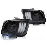 Set de faruri de tuning potrivit pentru Ford Mustang 2004-2009 cu bază neagră Performance AutoTuning