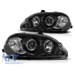 Set de faruri de tuning potrivit pentru Honda Civic 03.1999-02.2001 cu bază neagră, stânga și dreapta Performance AutoTuning