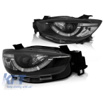 Set de faruri de tuning potrivit pentru Mazda CX5 2011-2015 cu bază neagră, stânga și dreapta Performance AutoTuning