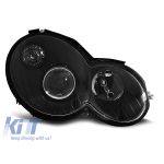 Set de faruri de tuning potrivit pentru Mercedes C-Class Sport Coupe CL203 2000-2004 cu bază neagră, stânga și dreapta Performance AutoTuning