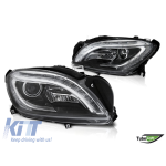 Set de faruri de tuning potrivit pentru Mercedes ML W166 2011-2015 cu bază neagră, stânga și dreapta Performance AutoTuning