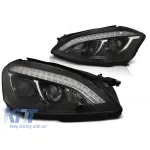 Set de faruri de tuning potrivit pentru Mercedes S-Class W221 2005-2009 cu bază neagră, stânga și dreapta Performance AutoTuning