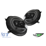 Set de faruri de tuning potrivit pentru Mini Cooper R56 2009-2013 cu bază neagră, stânga și dreapta Performance AutoTuning