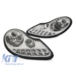 Set de faruri tuning cu DRL potrivit pentru Porsche Boxster 986, 911 Carrera 996 1996-2001 cu bază cromată, stânga și dreapta Performance AutoTuning