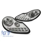 Set de faruri tuning cu DRL potrivit pentru Porsche Boxster 986, 911 Carrera 996 1996-2001 cu bază cromată, stânga și dreapta Performance AutoTuning