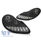 Set de faruri tuning cu DRL potrivit pentru Porsche Boxster 986, 911 Carrera 996 1996-2001 cu bază neagră, stânga și dreapta Performance AutoTuning