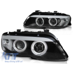 Set de faruri tuning cu ochi de înger CCFL și bandă LED potrivit pentru BMW X5 E53 11.2003-2006, stânga și dreapta Performance AutoTuning