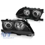 Set de faruri tuning cu ochi de înger LED, potrivit pentru BMW 3 E46 09.2001-03.2005 sedan/combinate, stânga și dreapta Performance AutoTuning