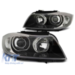 Set de faruri tuning cu ochi de înger LED, potrivit pentru BMW 3 E90/E91 03.2005-08.2008, stânga și dreapta Performance AutoTuning