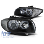 Set de faruri tuning cu ochi de înger halogen, potrivit pentru BMW 1 E81 2004-2011 / E82 2007-2011 / E87 2004-2011 / E88 2007-2013, stânga și dreapta Performance AutoTuning