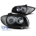 Set de faruri tuning cu ochi de înger halogen, potrivit pentru BMW 1 E81 2004-2011 / E82 2007-2011 / E87 2004-2011 / E88 2007-2013, stânga și dreapta Performance AutoTuning