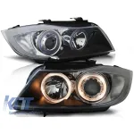 Set de faruri tuning cu ochi de înger halogen, potrivit pentru BMW 3 E90/E91 03.2005-08.2008, stânga și dreapta Performance AutoTuning