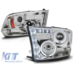 Set de faruri tuning cu ochi de înger halogen și bandă LED, potrivit pentru Dodge RAM 2009-2011, stânga și dreapta Performance AutoTuning