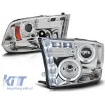 Set de faruri tuning cu ochi de înger halogen și bandă LED, potrivit pentru Dodge RAM 2009-2011, stânga și dreapta Performance AutoTuning