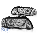 Set de faruri tuning potrivit pentru BMW Seria 3 E46 sedan/combina 05.1998-08.2001 cu bază cromată, stânga și dreapta Performance AutoTuning
