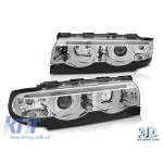Set de faruri tuning potrivit pentru BMW Seria 7 E38 1994-2001 cu bază cromată, stânga și dreapta Performance AutoTuning