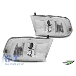 Set de faruri tuning potrivit pentru Dodge Ram 2009-2018 cu bază cromată, stânga și dreapta Performance AutoTuning