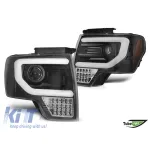 Set de faruri tuning potrivit pentru Ford F150 2008-2014 cu bază neagră, stânga și dreapta Performance AutoTuning