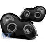 Set de faruri tuning potrivit pentru Mercedes C-Class W203 2000-2004, cu bază neagră, stânga și dreapta Performance AutoTuning