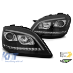 Set de faruri tuning potrivit pentru Mercedes ML W164 2005-2008 cu bază neagră, stânga și dreapta Performance AutoTuning
