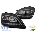 Set de faruri tuning potrivit pentru Mercedes ML W164 2005-2008 cu bază neagră, stânga și dreapta Performance AutoTuning