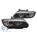 Set de faruri xenon potrivit pentru BMW Seria 3 E92 coupe, E93 cabrio 2006-2010 cu bază neagră, pentru modelele cu lumini DRL din fabrică, fără AFS, stânga și dreapta Performance AutoTuning