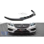 Spoiler Maxton Design versiunea 1 potrivit pentru bara de protecție sport A Design frontală pe Mercedes E-Class W212 sedan 2012-2016, lac negru Performance AutoTuning