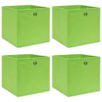 Cutii de depozitare, 4 buc., verde, 32x32x32 cm, textil GartenMobel Dekor