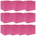 Cutii depozitare, 10 buc., roz, 32x32x32 cm, textil GartenMobel Dekor