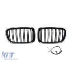 Grile de rinichi iluminate stil Iconic Glow cu fante duble potrivite pentru BMW X3 F25 2010-2013, negru lucios Performance AutoTuning