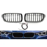 Grile de rinichi iluminate stil Iconic Glow cu lamele simple potrivite pentru BMW Seria 3 F30, F31 2012-2019, negru lucios Performance AutoTuning