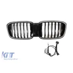 Grile de rinichi iluminate stil Iconic Glow cu lamele unice și design LCI potrivite pentru BMW X3 G01 2018-2022, negru lucios Performance AutoTuning