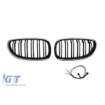 Grile rinichi iluminate stil Iconic Glow cu lame duble potrivite pentru BMW Seria 5 E60, E61 2003-2010, negru lucios Performance AutoTuning