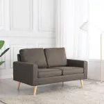 Canapea cu 2 locuri, gri taupe, material textil GartenMobel Dekor