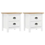 Noptieră Hill, 2 buc., alb, 46x35x49,5 cm, lemn masiv de pin GartenMobel Dekor