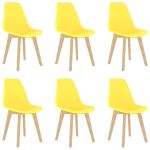 Scaune de sufragerie, 6 buc., galben, material textil GartenMobel Dekor