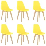 Scaune de sufragerie, 6 buc., galben, material textil GartenMobel Dekor