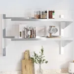 Raft de perete 2 niveluri 100x30x60 cm argintiu oțel inoxidabil GartenMobel Dekor