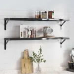 Rafturi de perete 2 buc., 100x23,5x3cm, negru oțel inoxidabil GartenMobel Dekor