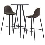 Set mobilier de bar, 3 piese, gri închis, material textil GartenMobel Dekor