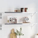 Suporturi rafturi, 4 buc., 30x2,5x15,5 cm argintiu oțel inox. GartenMobel Dekor