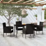 Set de servit masa pentru grădină, 5 piese, negru GartenMobel Dekor