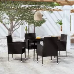 Set de servit masa pentru grădină, 5 piese, negru GartenMobel Dekor