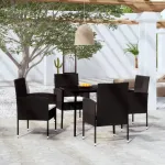 Set de servit masa pentru grădină, 5 piese, negru GartenMobel Dekor