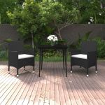 Set mobilier de grădină cu perne, 3 buc., poliratan și sticlă GartenMobel Dekor